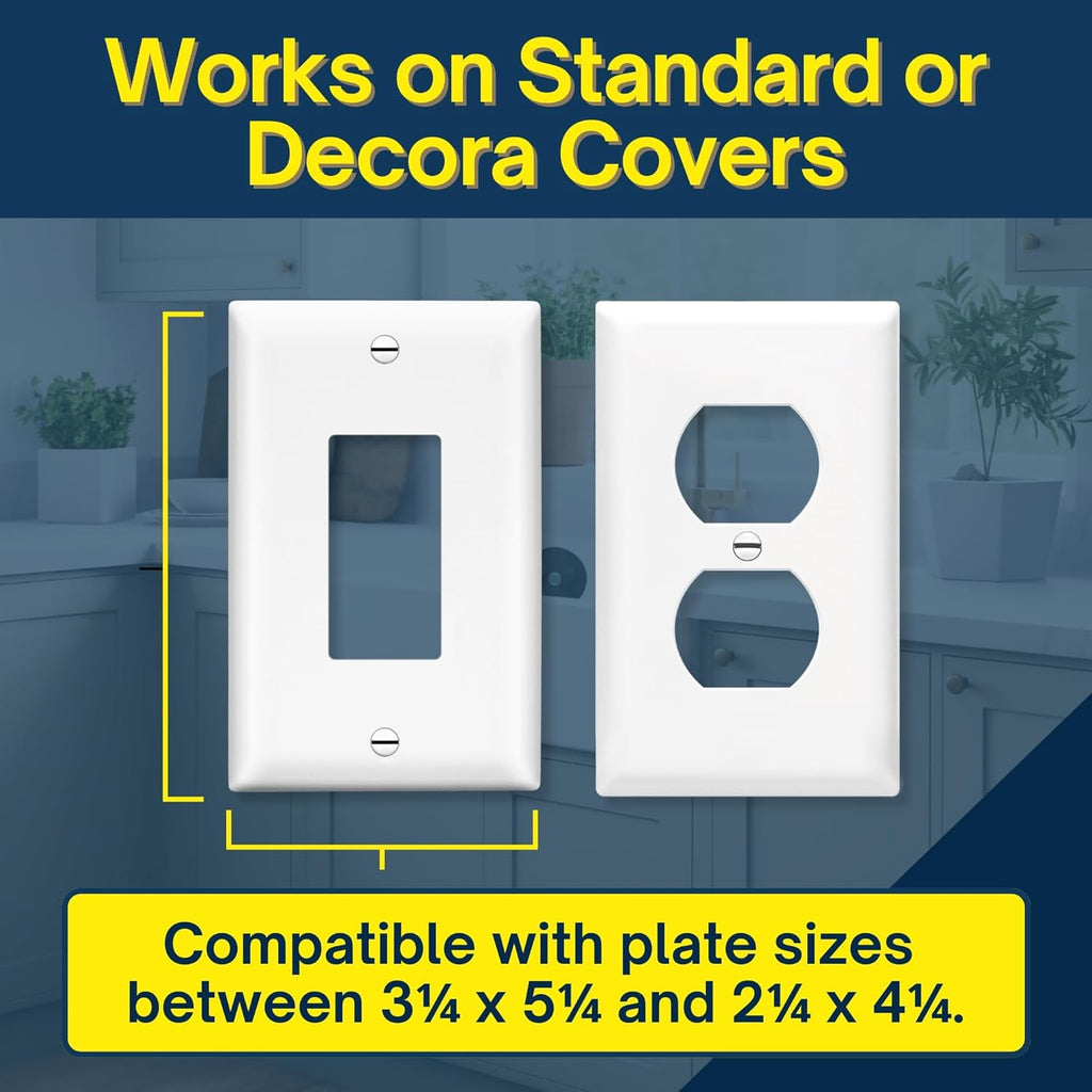 BeraTek Power Perch Wall Outlet Shelf with Cord Storage Strap - Declutter & Reclaim Bathroom Counter Space - Echo Dot Stand, Homepod Mini Wall Mount, Smart Home Devices Organizer - White, 2-Pack