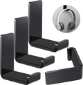Weewooday 4 Pieces Headphone Hanger Holder Desk Adhesive Headphone Hook Wall Mount Headset Stand Acrylic Holder with Glues for General Purpose Game Earphone(Black)