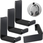 Weewooday 4 Pieces Headphone Hanger Holder Desk Adhesive Headphone Hook Wall Mount Headset Stand Acrylic Holder with Glues for General Purpose Game Earphone(Black)