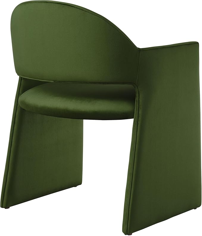 Modway Talia Performance Velvet Dining Armchair in Moss Green - Modern Curved Dining Chair with Open-Back - Stain-Resistant Velvet Barrel Chair - Living Room Accent Chair with Arms