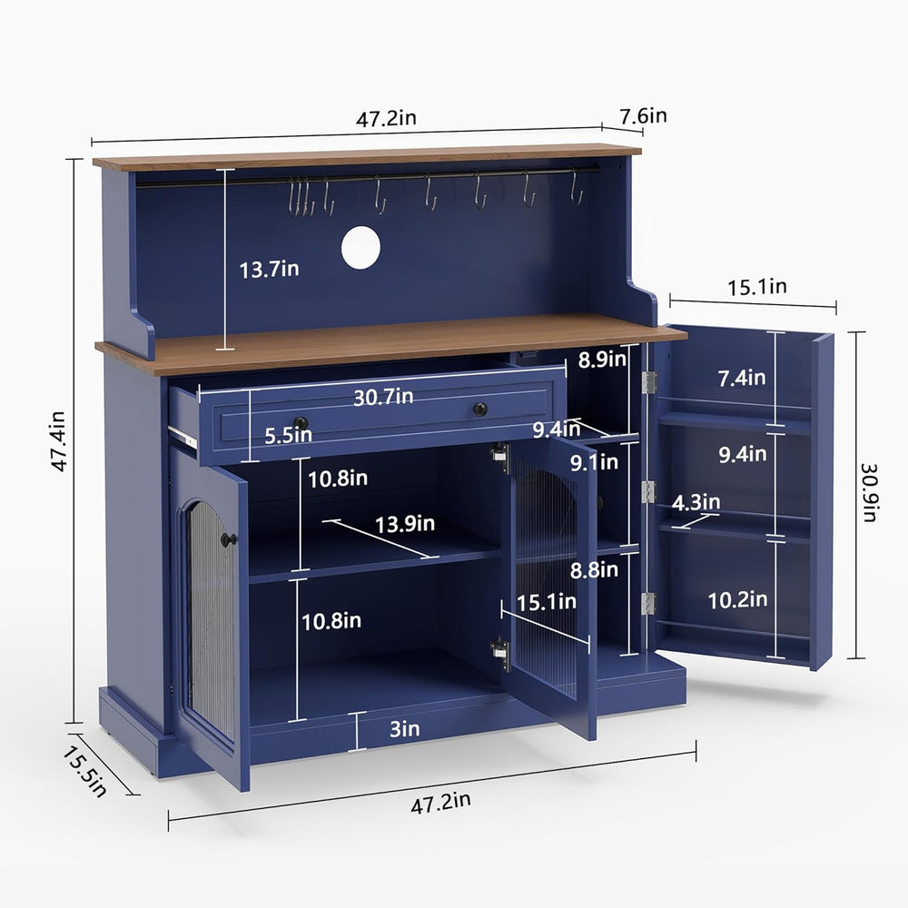 Kitchen Pantry Cabinet with Drawer Storage, 48” Modern Farmhosue Kitchen Hutc...