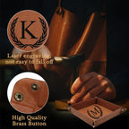 Personalized Leather Valet Tray Engraved Initials Key Tray Nightstand Organizer Valentines Day Birthday for Men Dad Husband Boyfriend (M)