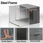 Linen Clothes Storage Bins, 4PCS Sturdy Closet Organizers and Storage Bin with Metal Frame, 2 Opening Ways Fabric Visible Lidded Storage Box for Organizing Clothing,Jeans,Sheets (4PC Gray, 60Liters)