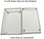 HAHIYO Stackable Mesh Tray Cup 9 x 6 x 2 inches Sturdy Container for Desk Drawer Organizer Collection for Home Office School kitchen Soft Foam Feet No Sharp Edges 1 Pack Silver