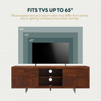 Bme Trapeze TV Stand for Living Room – Wooden Media Console with Storage, Metal Legs, Large Walnut TV Stand for Stylish Home Entertainment Setup