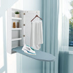 Wall Mounted Ironing Board with Storage Cabinet Built in Swivel Ironing Board with 3Tier Shelf & Dressing Mirror for Home Apartment & Small Spaces