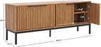 SAFAVIEH Lylia TV Stand for up to 65" Flatscreen – Black & Oak Brown, 4 Doors with Interior Storage, Entertainment Media Console Cabinet (MED9623D)