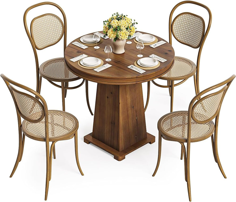 LITTLE TREE Solid Wood Round Dining Table, 31.5" Small Kitchen Table for...