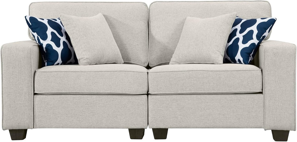 Legend Vansen Oversized Modular Sectional Sofa,U/L‑Shaped Reversible Couch with Ottoman,Deep Seat Plush Polyester Sofa for Living Room,6‑Seater,Cream