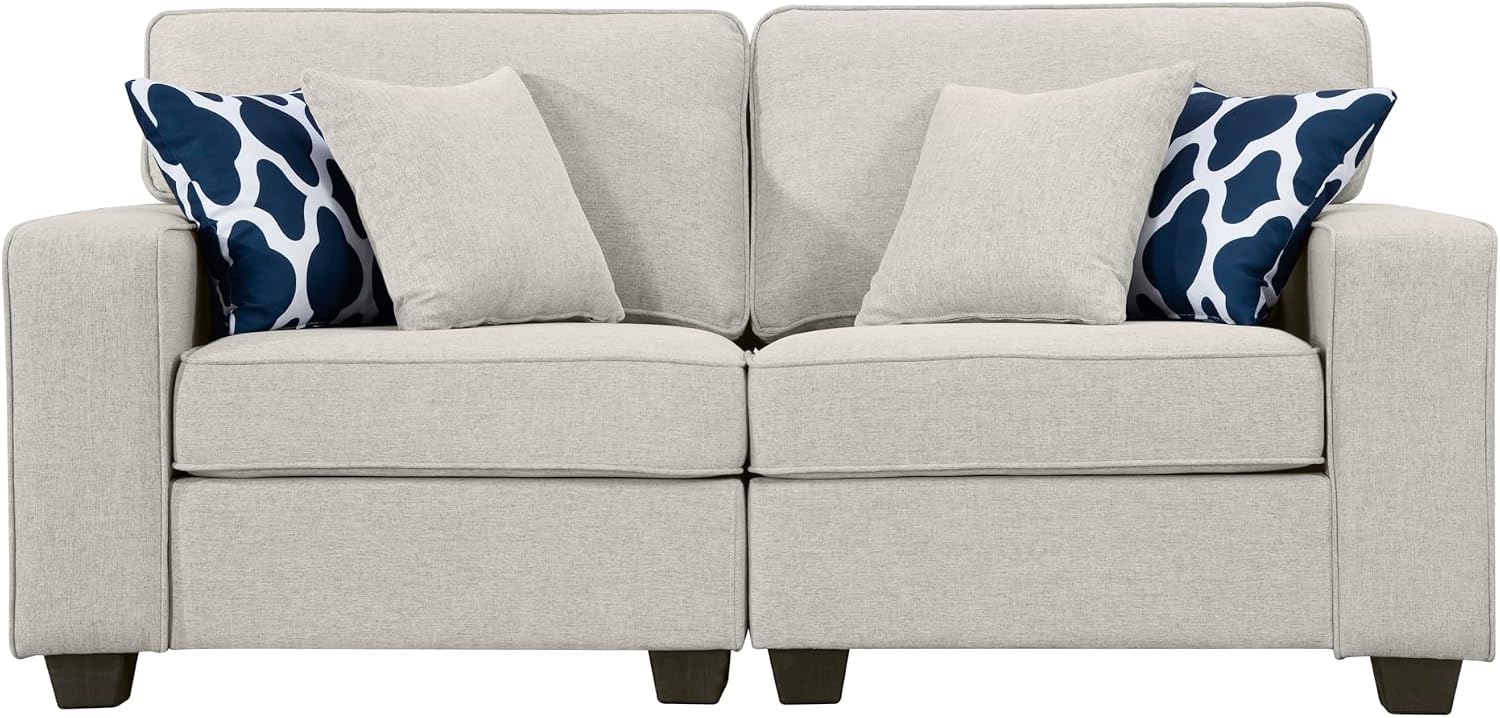 Legend Vansen Oversized Modular Sectional Sofa,U/L‑Shaped Reversible Couch with Ottoman,Deep Seat Plush Polyester Sofa for Living Room,6‑Seater,Cream