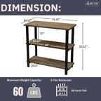 Pomona 3-Tier Bookcase with 2 Lower Shelves – 30" Tall Rustic Industrial Under-Window Bookshelf with Solid Wood and Metal Frame for Living Room, Bedroom, or Home Office by Alaterre Furniture