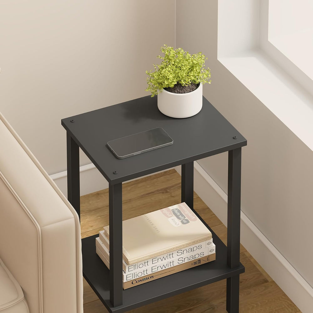 TUTOTAK End Table, Set of 2, Side Table, Nightstand, 2-Tier Storage Shelf
