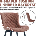 YOUTASTE Mid-Century Modern Dining Chairs Set of 2, Coffee Brown PU Leather Kitchen Accent Chair with Black Metal Legs, for Living Room, Guest Room, Waiting Area