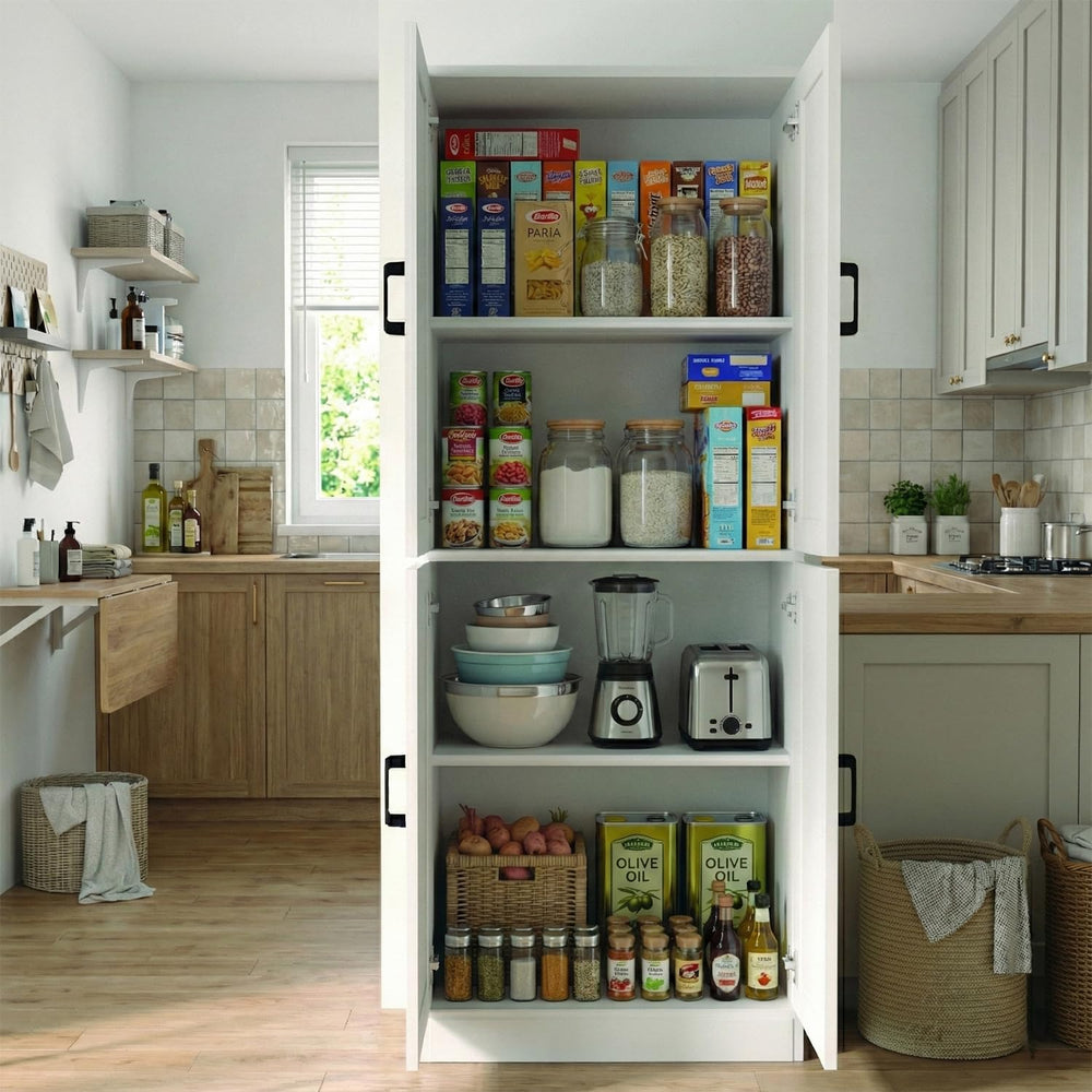 DIYART 71" Tall Kitchen Pantry Cabinet, Freestanding Food Storage Organi...