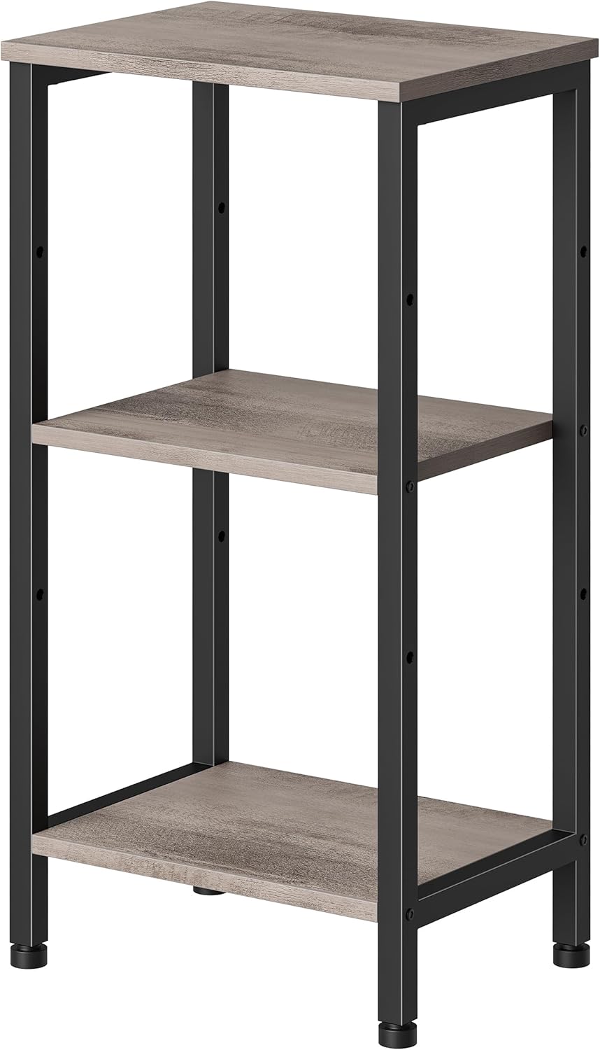 Asgolion Small Grey Side Table, Tall End Table with Adjustable Shelf for Livi...