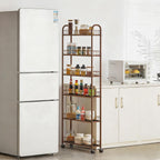 6-Tier Slim Storage Cart with Wheels, 6in Narrow Rolling Shelf,Sturdy Slim Storage Ideal for Kitchen, Bathroom, and Laundry Room,Champagne Gold