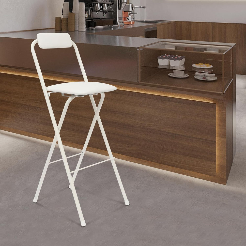 Folding Bar Stool with Back, 1 Pcs 30 Inch Tall Foldable Stool Chair Portable...