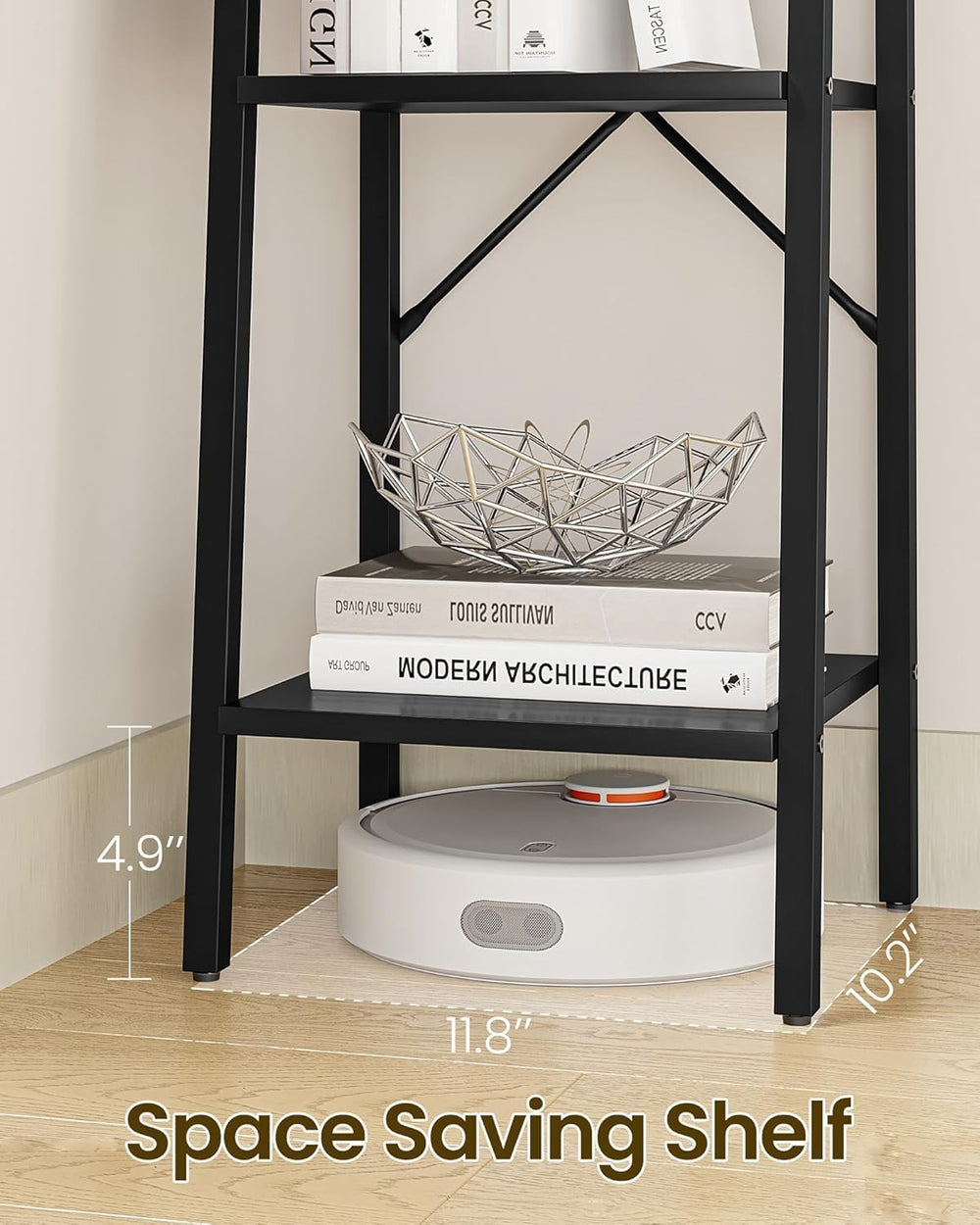 Hzuaneri Ladder Shelf, Bookshelf, Freestanding Corner Storage Shelf