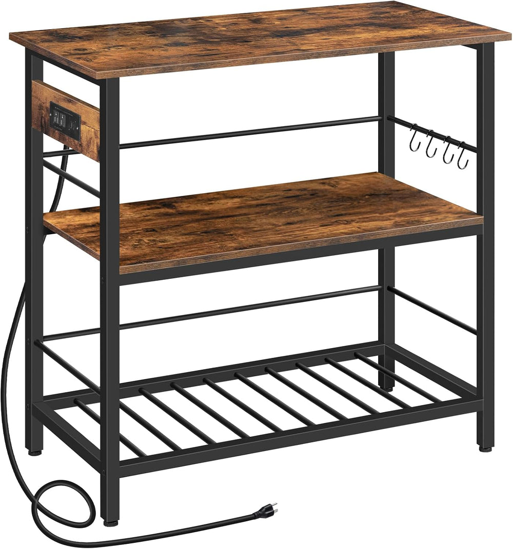 HOOBRO Kitchen Island with Storage, Kitchen Island Table with Power Outlet, 3...