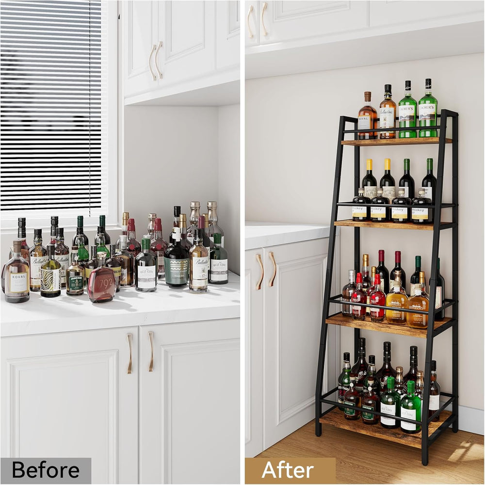 YMYNY 4-Tier Liquor Stand Trapezoid Wine Rack Freestanding Floor HWR004H | Vi...