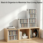 Stackable Double Layer CD Storage Rack, CD Holder for CD Cases, Holds 58 CD Cases, Space-Saving CD Case Organizer for Home & Theater Room, Ideal Gift for Music Lovers & CD Collectors
