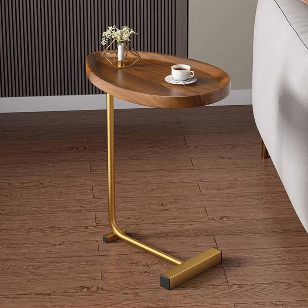 Oval Side Table, MDF Tabletop & Sturdy L-Shaped Metal Legs, Compact Sofa ...