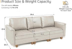 SITJOY 91" Faux Leather Modular Sectional Sofa with Storage, Mid Century Modern Sectional Couches for Living Room, Soft Padded Armrests, 3 Seater Couch, Greige