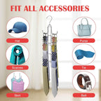 Collapsible Tie Rack Belt Organizer for Closet, Upgraded Dual-Use Belt Tie Hanger with 10 Large Hooks, Storage Up to 80 Items, Rotatable Space Saving Hanger for Closet Organizers and Storage
