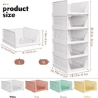 SNSLXH 5 Pack Stackable Closet Organizer Box, Multifunctional & Foldable Closet Storage Basket for Bathroom Kitchen Laundry Room Wardrobe Storage, Space-Saving Clothes Storage Drawer Organizer, Yellow