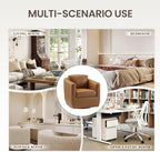 COLAMY 360° Swivel Accent Chair Set of 2 with Pillow, Leather Living Room Armchair No-Sag Foam & Sturdy Metal Base, Fully Assembled Swivel Single Sofa for Bedroom Living Room, Reading Room, Brown