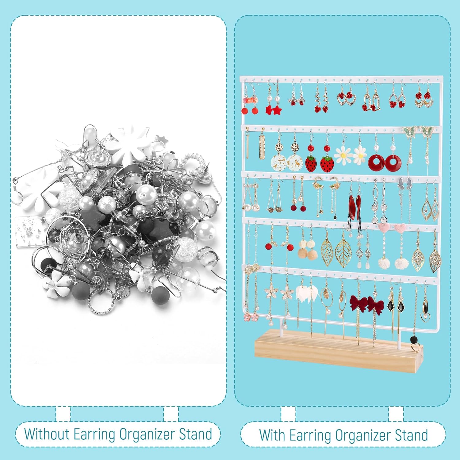 Earring Holder Organizer, Ear Jewelry Tree Organizer for Women, Earring Hanger with 5 Tiers & 120 holes