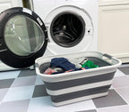 SAMMART Collapsible Plastic Laundry Basket - Foldable Pop Up Storage Container/Organizer - Portable Washing Tub - Space Saving Hamper/Basket (Grey/Steel Grey, 42L)