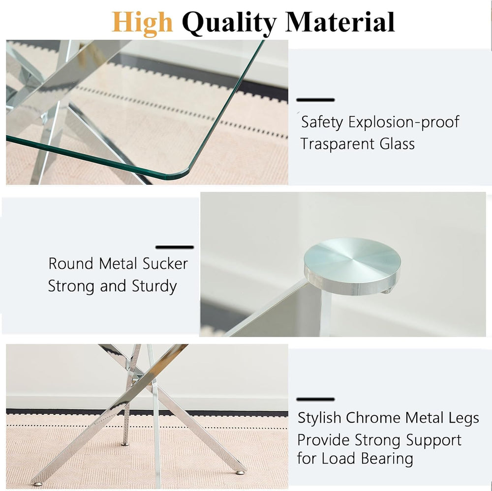 36 inch Square Glass Dining Table, Modern Dining Table for 4, Square Kitchen ...