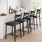 GarveeHome Bar Stools Set of 2, Counter Height Bar Chairs with Back and Thick Cushion, Upholstered Dining Chairs with Padded Seat, Barstools for Kitchen Island, Bar, Dining Room, Modern Black