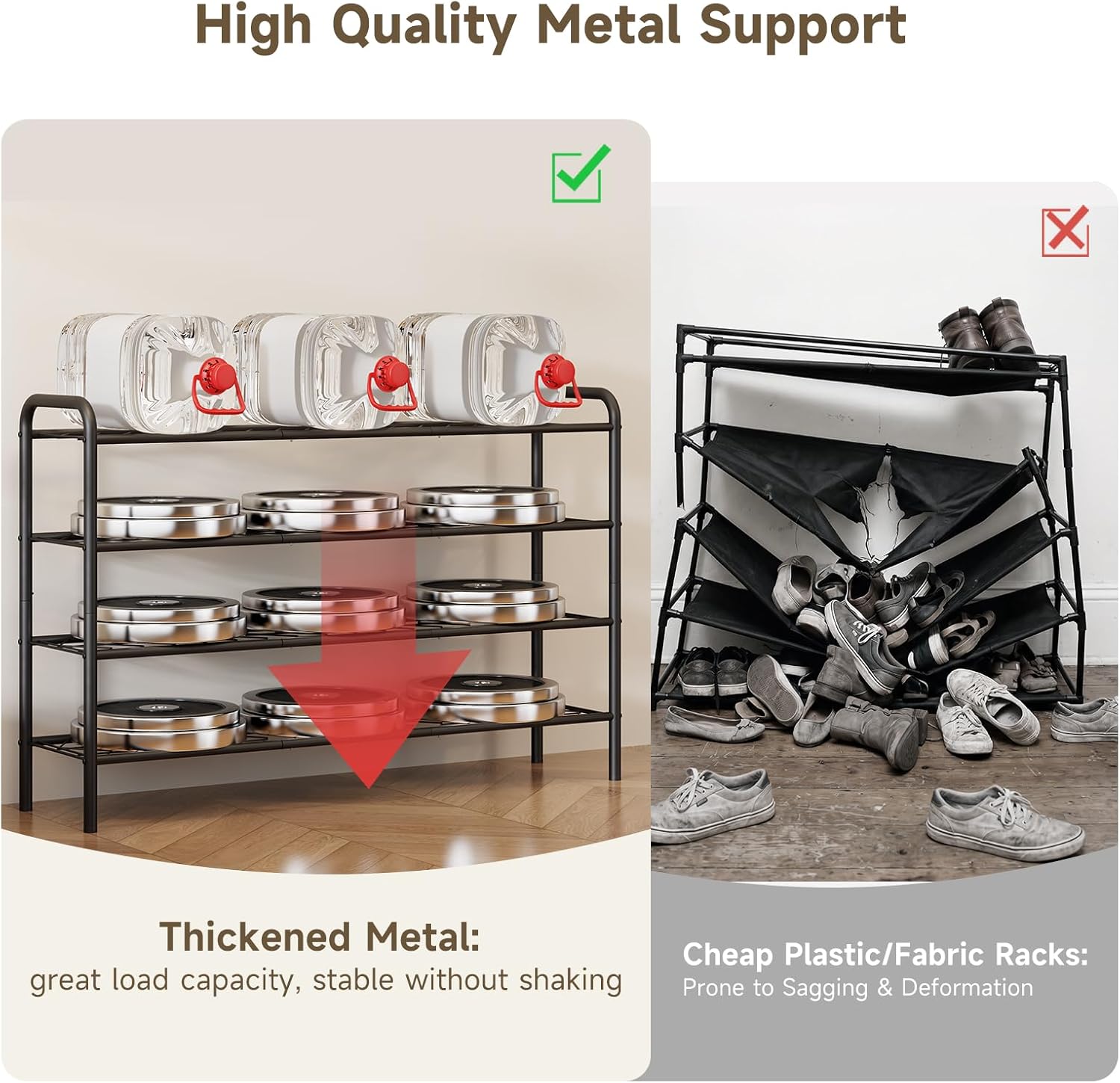 Shoe Rack,Long Shoe Organizer for Closet,4 Tier Shoe Storage for Entryway | Wide Sturdy Metal Free Standing Shoe Shelf