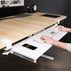 VIVO Extra Long Clamp-on Computer Keyboard and Mouse Under Desk Slider Tray, 34 x 11 inch Pull Out Platform Drawer, White, MOUNT-KB15EW