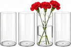 4 Pack Acrylic Cylinder Vases for Centerpieces,5x10 inch Tall Clear Flower Vase, Unbreakable Vases,Hurricane Candle Holders Floating Candle Vase for Wedding Dinner Table Party Living Room Decor
