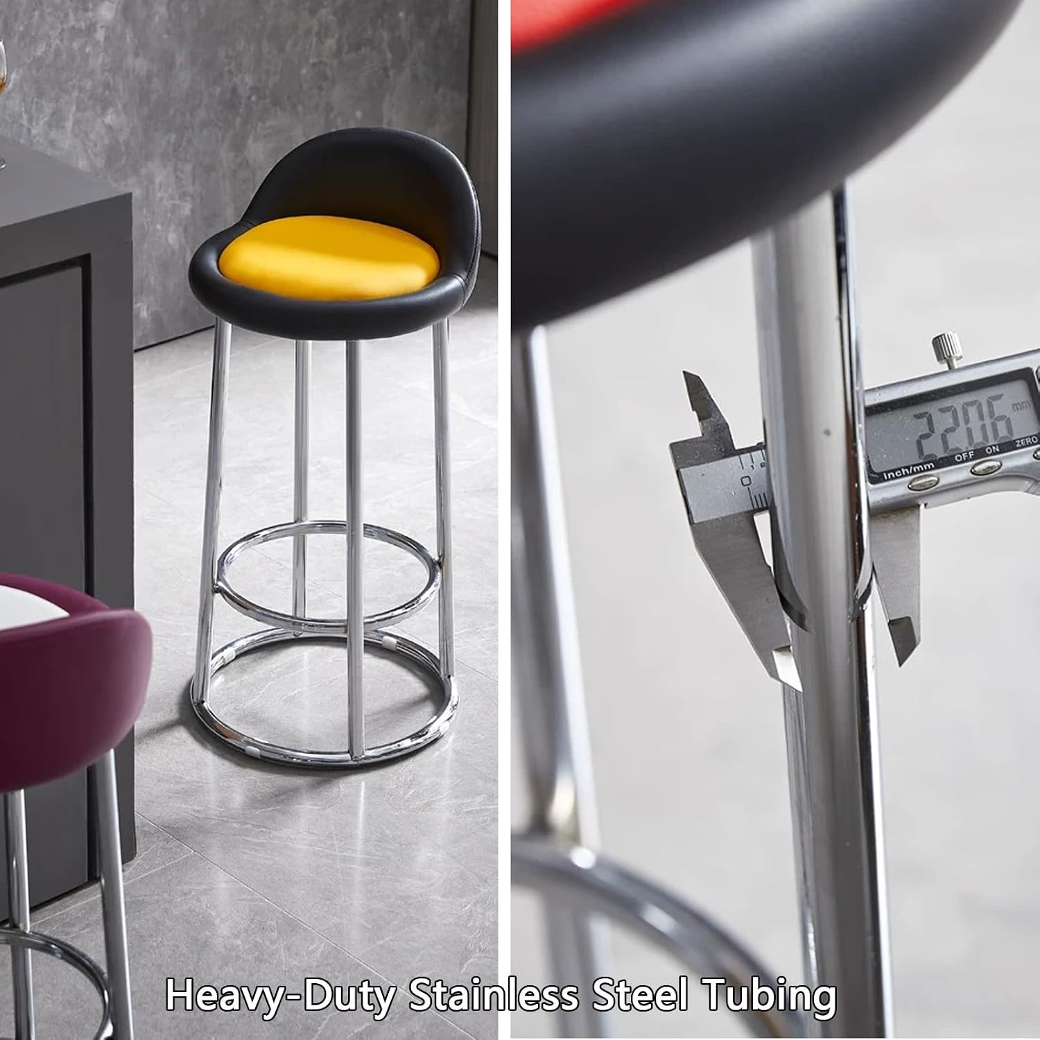 Counter Stool, Tall Executive Office Chair, High Barstools, Metal Frame, for Kitchen Island, Reception, Cafe, Changing Room(Orange+White,High 70CM)