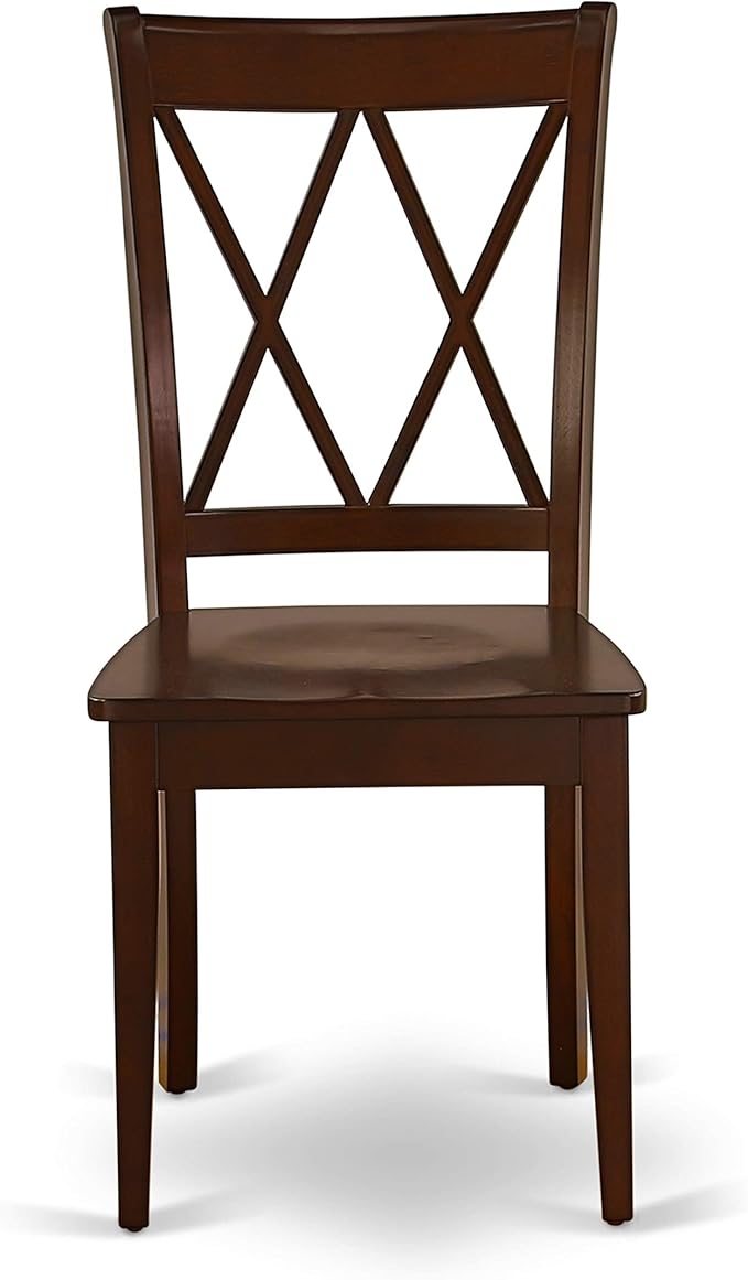 East West Furniture CLC-MAH-W Clarksville Dining Chairs - Double Cross Back Solid Wood Seat Chairs, Set of 2, Mahogany