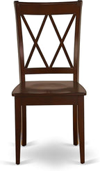 East West Furniture CLC-MAH-W Clarksville Dining Chairs - Double Cross Back Solid Wood Seat Chairs, Set of 2, Mahogany