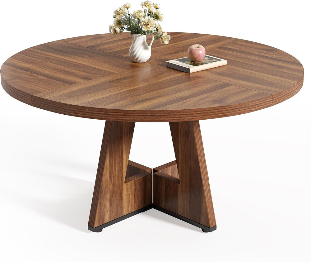 LITTLE TREE Round Dining Table for 4-6 People, 47 Inches Dining Room Table wi...