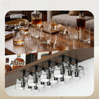 4 Pcs Wine Glass Rack, Under Cabinet Stemware Organizer, Inverted Hanging Draining Dustproof Plastic Cup Storage Holder with Mounting Screws & Glue, Ideal for Kitchen, Bar and Dining Room (Black)
