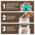 Boveda 62% Two-Way Humidity Control Packs For Storing 1 lb – Size 67 – 4 Pack – Moisture Absorbers for Storage Containers – Humidifier Packs – Hydration Packets in Resealable Bag
