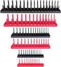 B&C Home Goods Socket Organizers - 6 Piece SAE & Metric Tray Socket Holder - Toolbox Organizers and Storage for ¼, ⅜ and ½ inch Drive Holder for Mechanics