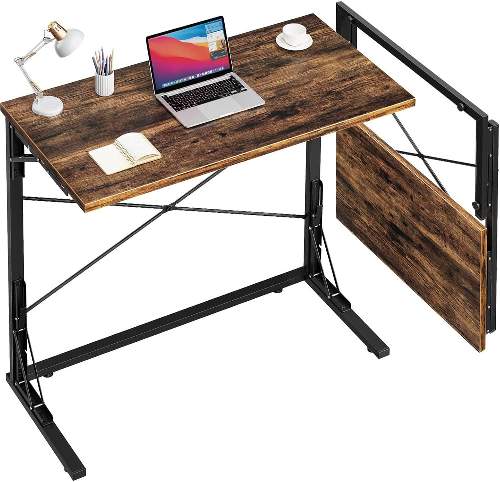 Vantic 31.5" Folding TV Tray Table for Eating on Couch, Rustic Brown | F...