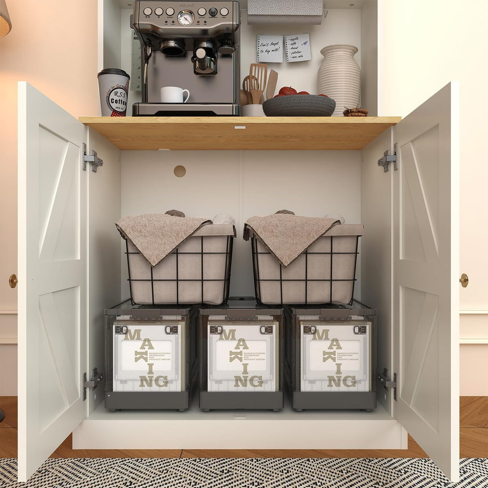 ivaniti 71" Tall Farmhouse Kitchen Pantry, Large Storage Cabinet with Gl...
