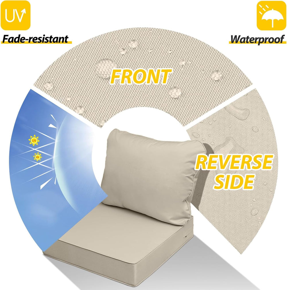 AAAAAcessories Outdoor Chair Cushions, 23.5 x 25.5 x 5 + 19 in, Set of 1