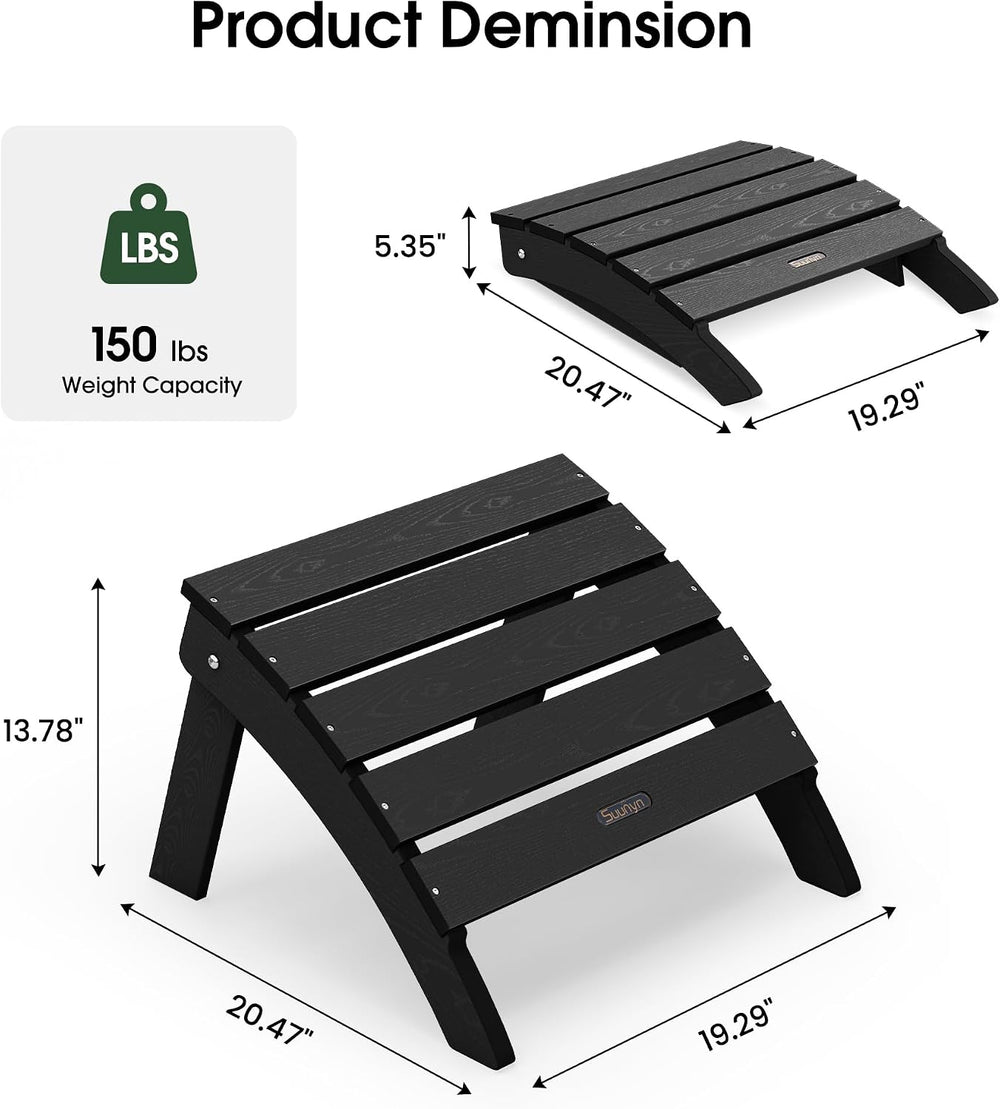 Adirondack Ottoman Footrest for Adirondack Chair, All-Weather HDPE Outdoor Fo...