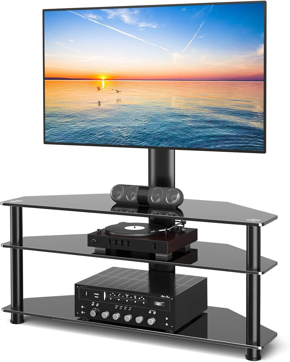 TAVR Furniture Swivel Floor TV Stand for 32-70 Inch TVs - Universal Height Ad...