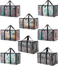 Heavy Duty 93L (24.5 Gallon) Stackable Storage Bins with Fully Openable Lids,Moving Bags Heavy Duty, Clear Plastic Totes for Moving Storage, Home Organization, Christmas Decorations. 8 pack